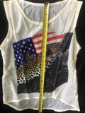 WHOLESALE ~ Women Top ~ American Flag & Leopard Tank Top  ~ 99008