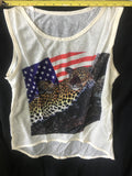 WHOLESALE ~ Women Top ~ American Flag & Leopard Tank Top  ~ 99008